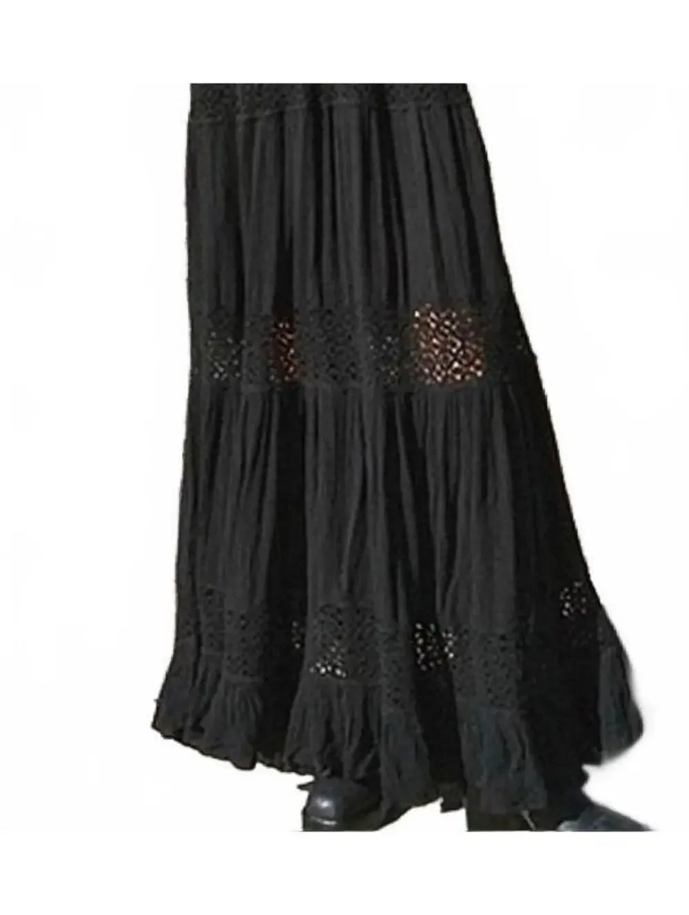 Free People Dream On Maxi Dress ruffle flutter sleeves lace panel SIZE XS #1355